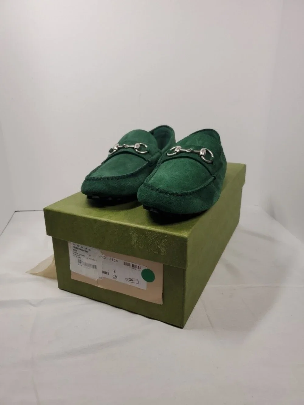 Gucci Green Suede Bit Loafers -Size 8G Elegant Slip-Ons Mens US 8 Womens 10/10.5
